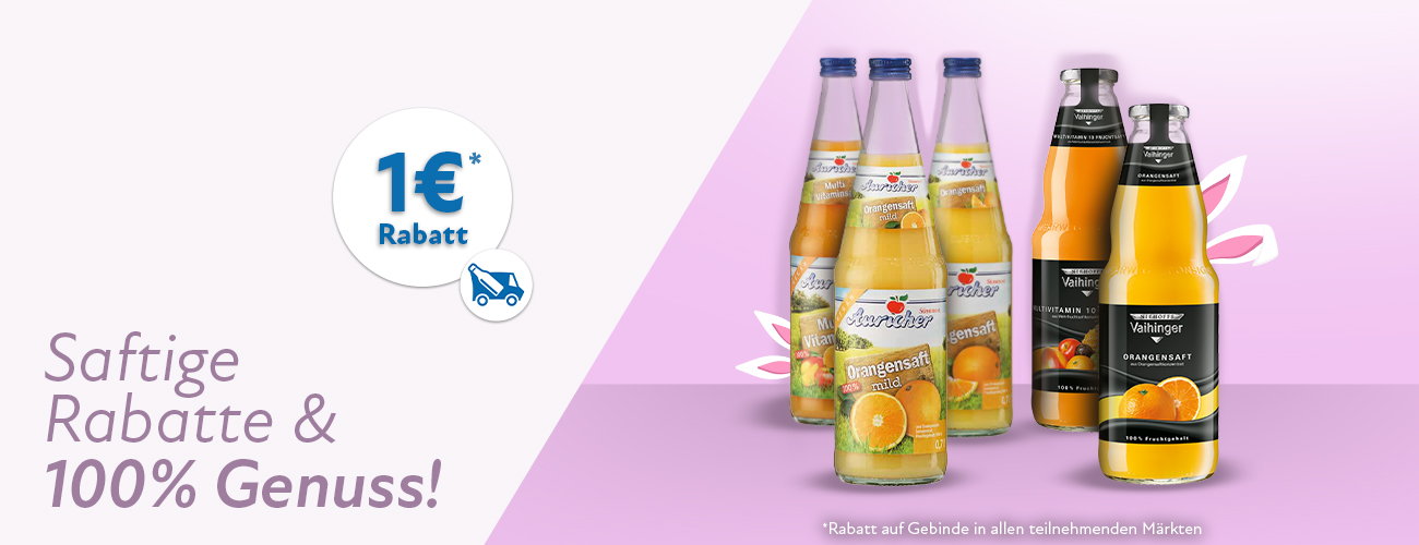 Auricher und Vaihinger Säfte Rabattaktion 1 Euro - KW 14 und 15 in 2026